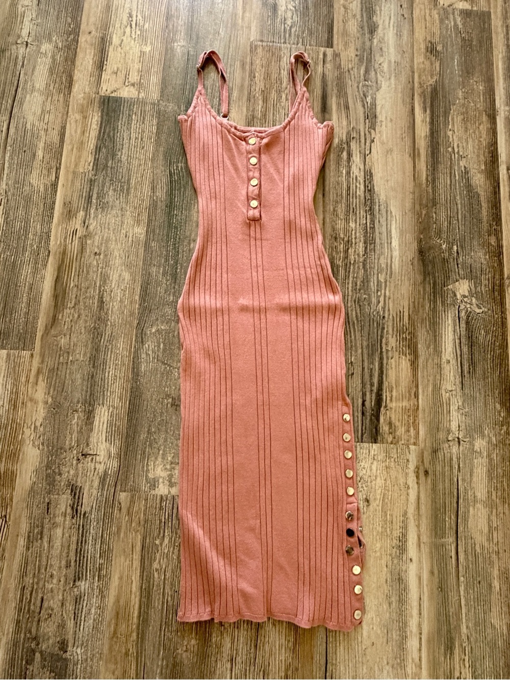 Sleeveless Ribbed Midi Dress in Dusty Rose